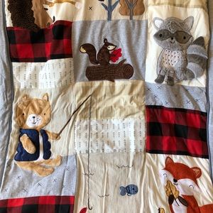 Lambs & Ivy Little Campers Crib Bedding Set - Blue, Red, Gray, Beige